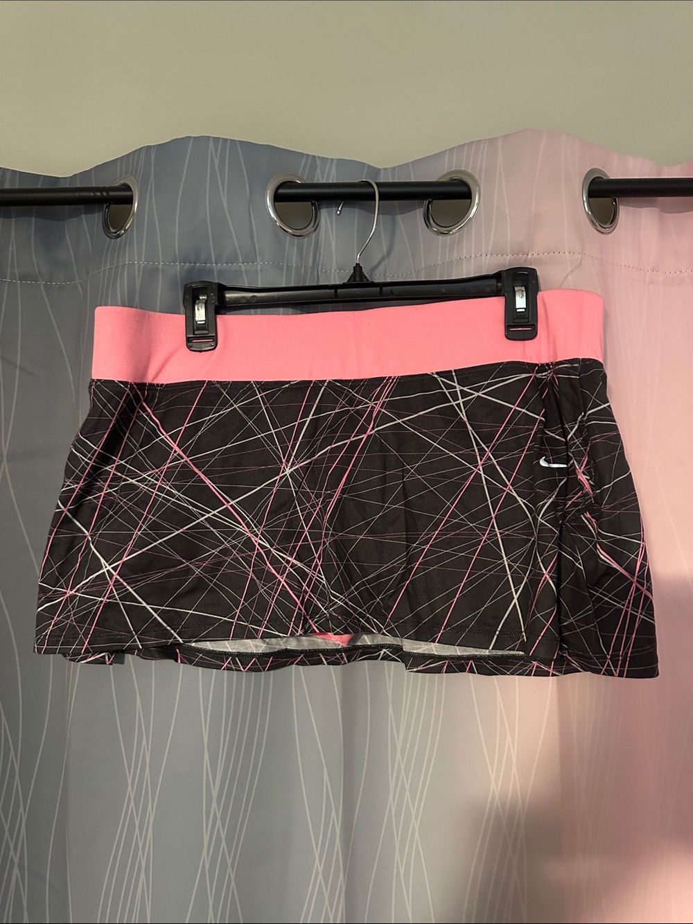 Nike Black Skort with Pink Waistband and White/Pink Linear Print